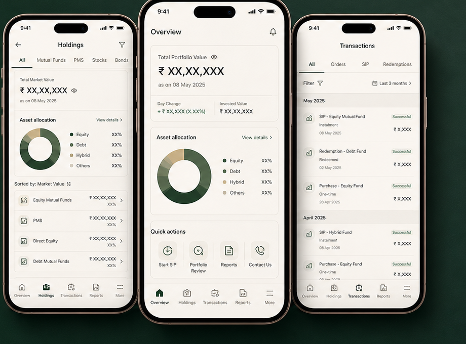 VPR Finmart app portfolio screens